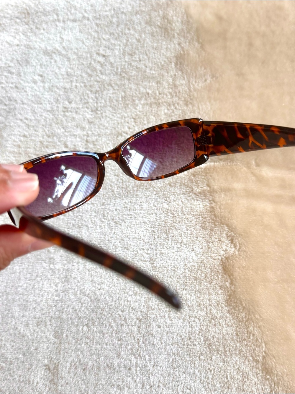 Vintage 90’s Leopard Print Rectangular Frame Sunglasses with Purple Lens - Picture 4 of 5